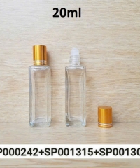 Nước Hoa 20ml Vuông Trong Bi Lăn Nhựa Nắp Vặn