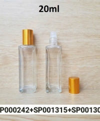 Nước Hoa 20ml Vuông Trong Bi Lăn Nhựa Nắp Vặn