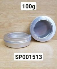 Hộp Nhôm Tròn 100g Mặt Kính