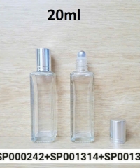 Lọ Nước Hoa 20ml Vuông Trong Bi Lăn Sắt