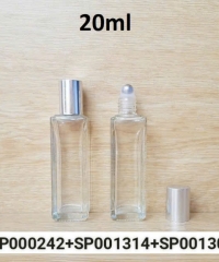 Lọ Nước Hoa 20ml Vuông Trong Bi Lăn Sắt