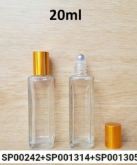 Lọ Nước Hoa 20ml Vuông Trong Bi Lăn Sắt