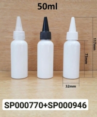 Chai Pet 50ml Trắng Sữa Vai Tròn Nắp Nhọn Fi20
